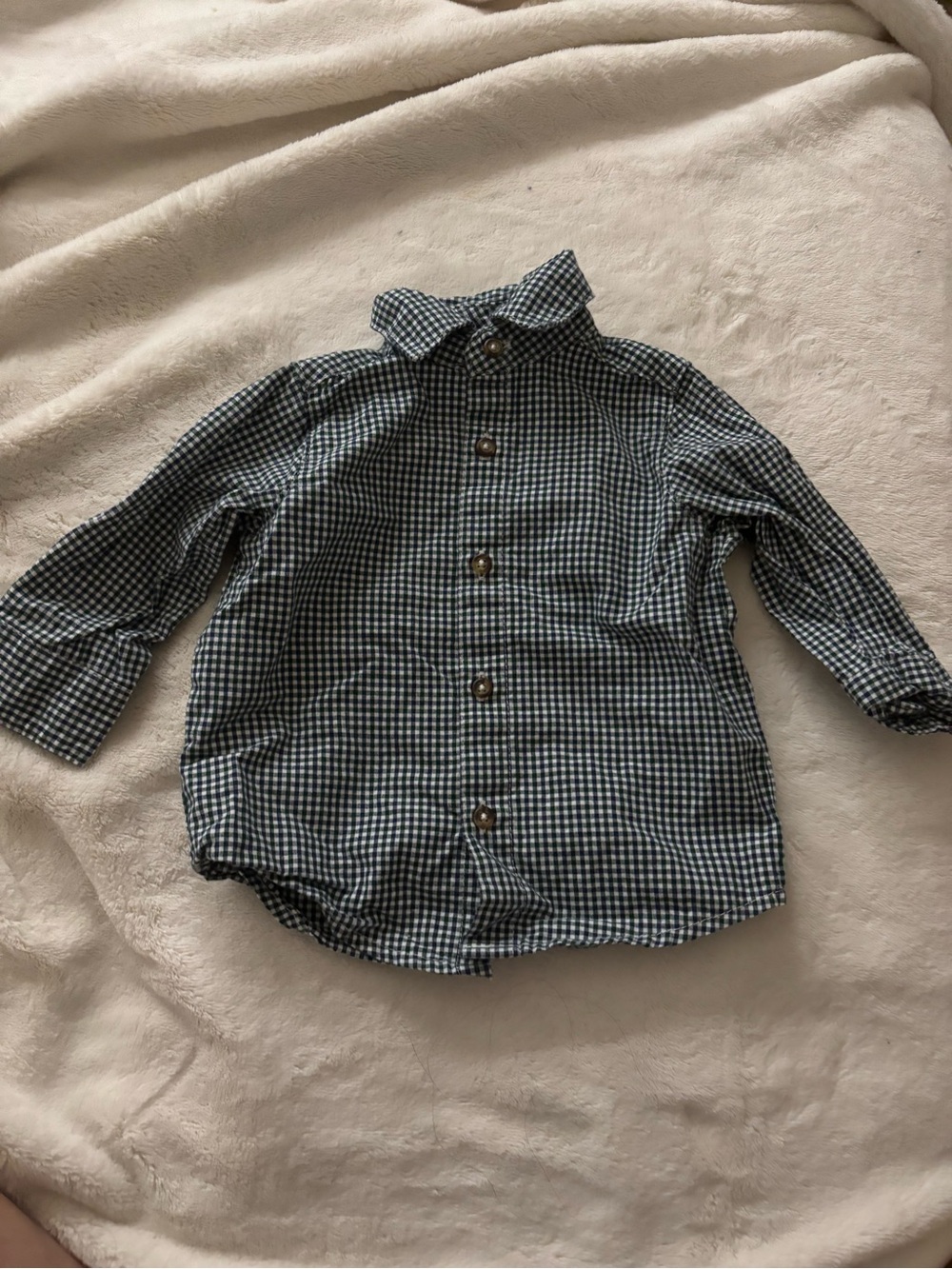 Carter's Blue and White Gingham Button-Down Shirt